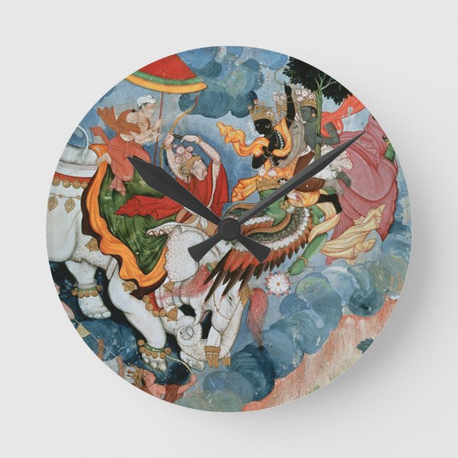 Relógio Redondo O combate de Krishna com Indra, c.1590 (Frente)