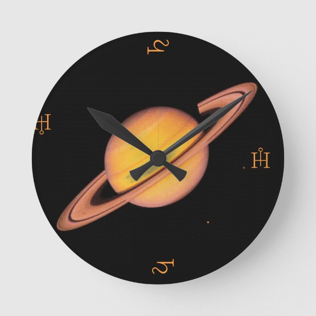 Relógio Redondo "O Espaço Profundo de Saturno" (Frente)