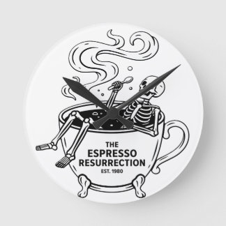 Relógio Redondo O Espresso Ressurreição Esqueleto Divertido Café