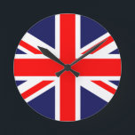 Relógio Redondo O Jack Classic Union<br><div class="desc">A bandeira da União, ou bandeira da União, é a bandeira nacional do Reino Unido. É assim chamada porque combina os cruzamentos dos três países unidos sob um soberano - os reinos de Inglaterra e do País de Gales, da Escócia e da Irlanda (embora, desde 1921, apenas a Irlanda Norte...</div>