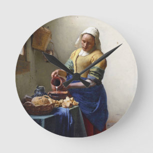 Relógio Redondo O Milkmaid, c.1658-60 (óleo em canvas)