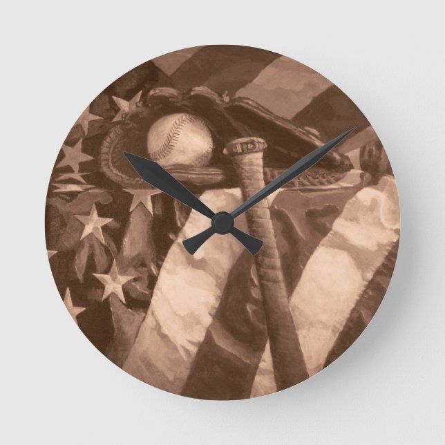 Relógio Redondo O pulso de disparo de fã de basebol (Frente)