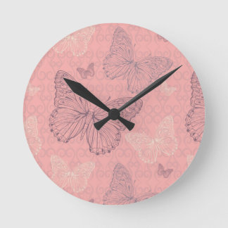 Relógio Redondo O rosa da borboleta