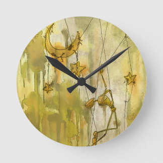 Relógio Redondo O sonho de um fantoche da lua e das estrelas na