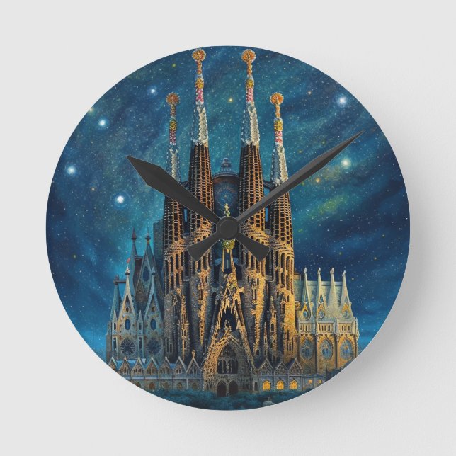 Relógio Redondo O Sonho Estrelado de Gaudi | Barcelona Sagrada Fam (Frente)