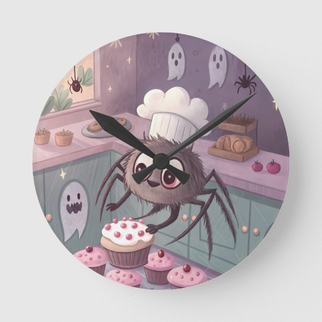 Relógio Redondo O Spider Baker | Poster Kawaii de Halloween (Frente)