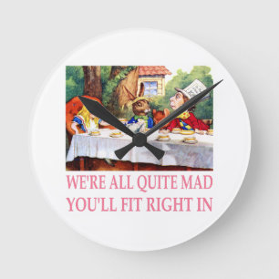Relógio Redondo O tea party do Hatter louco em Alice no país das