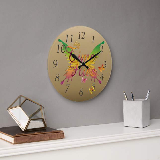 Relógio Redondo O tempo voa (Escritório)