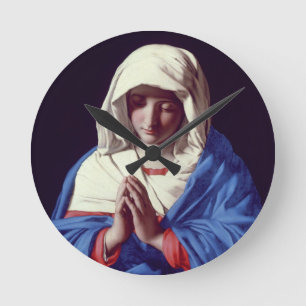 Relógio Redondo O Virgin na oração, 1640-50 (óleo em canvas)