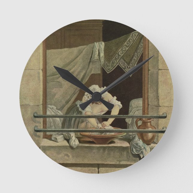 Relógio Redondo O Washerwoman, gravado por J. Laurent Julien (c1 (Frente)