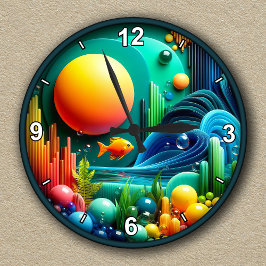 Relógio Redondo Oceano vibrante de Abstrato personalizável