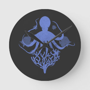Relógio Redondo Octopus (fundo escuro)