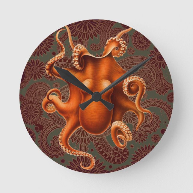 Relógio Redondo Octopus Sea Monster Creator Animal (Frente)