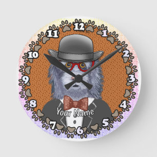 Relógio Redondo Óculos de Cachorro Ovino