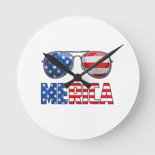 Relógio Redondo Óculos de Sol Merica 4 de Julho para Homens Mulher