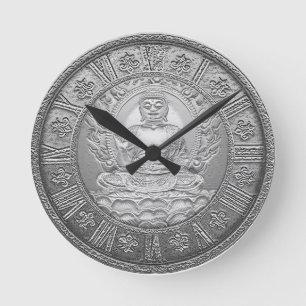 Relógio Redondo Olhar da prata de Buddha