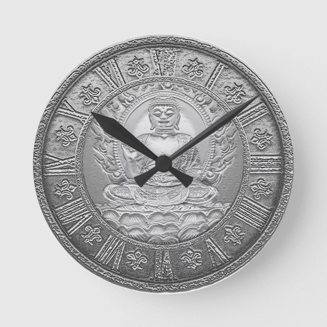 Relógio Redondo Olhar da prata de Buddha (Frente)