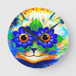 Relógio Redondo Olhos de Flor de Gato
