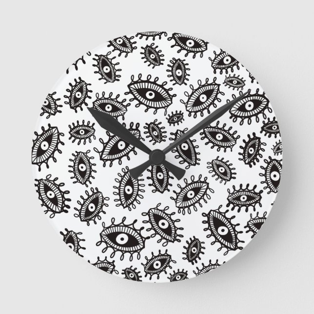 Relógio Redondo Olhos duplos brancos (Frente)