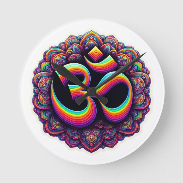 Relógio Redondo Om Hindu Símbolo Wall Clock (Frente)
