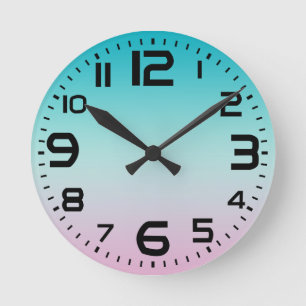 Relógio Redondo Ombre Gradiente do Arco-Íris Pastel