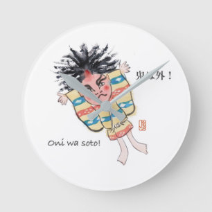Relógio Redondo Oni wa Soto!