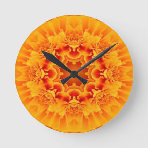 Relógio Redondo Orange Marigold Mandala
