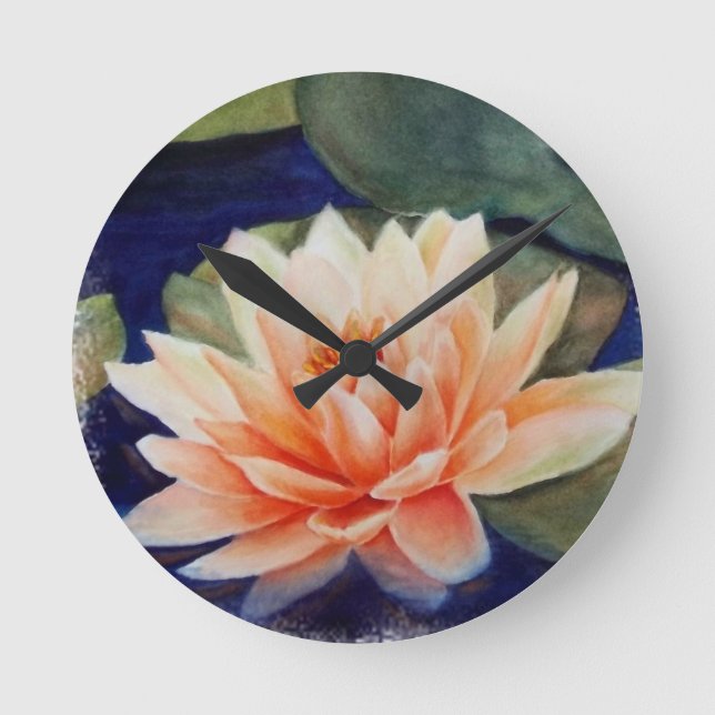 RELÓGIO REDONDO ORANGE WATER LILY WALL CLOCK (Frente)