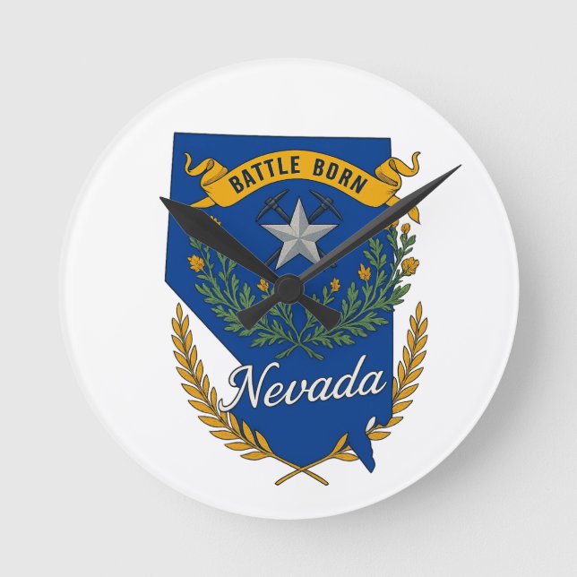 Relógio Redondo Orgulho estatal de Nevada (Frente)