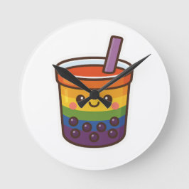 Relógio Redondo Orgulho LGBTQ+ do Rainbow Bubble Tea