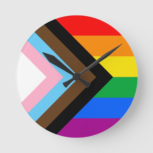 Relógio Redondo Orgulho Progressivo LGBTQ+ (Frente)