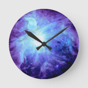 Relógio Redondo Orion Nebula Turquoise Periwinkle Galaxy Lavanda