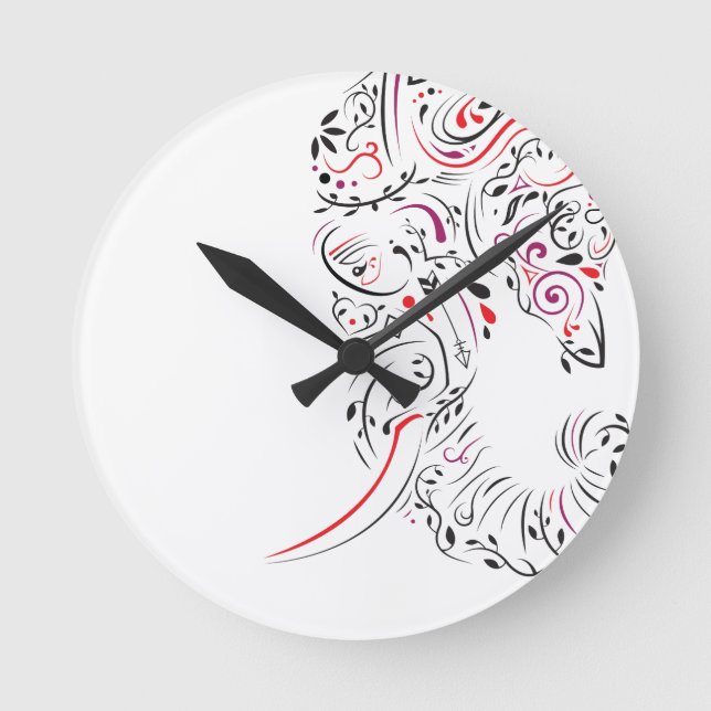 Relógio Redondo ornamentado elefante (Frente)