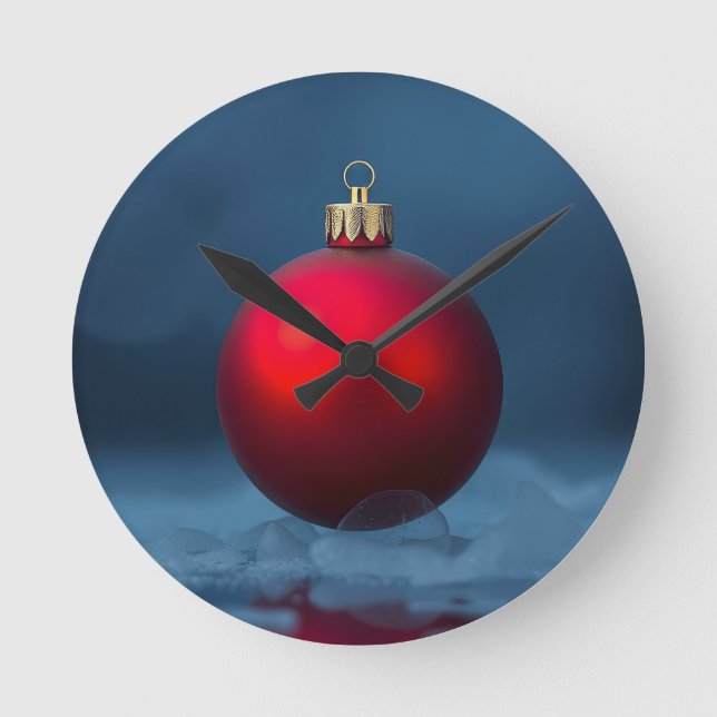 Relógio Redondo Ornamento de Bola de Natal (Frente)