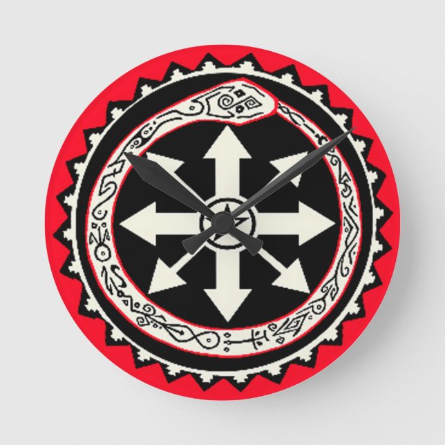 Relógio Redondo Oroburos com Estrela do Caos (Frente)