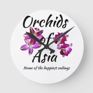 Relógio Redondo Orquídeas da Ásia