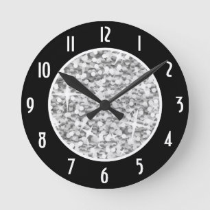 Relógio Redondo Os "números pretos "de prata"" do Glitz