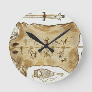 Relógio Redondo Os utensílios e os braços indianos, chapeiam 21 