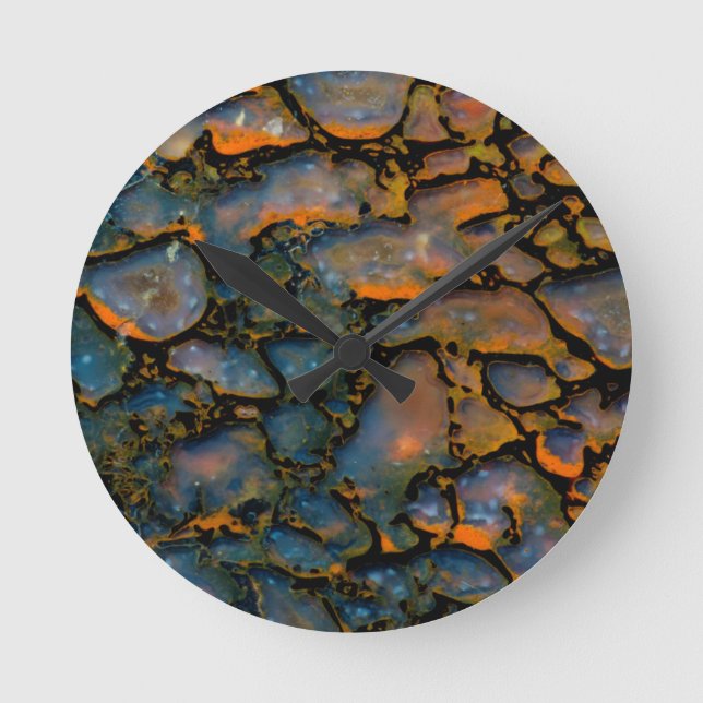 Relógio Redondo Osso do dinossauro Petrificado Laranja (Frente)