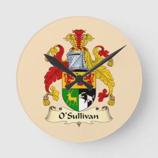 Relógio Redondo O'Sullivan Family Coat of Arms Round Clock