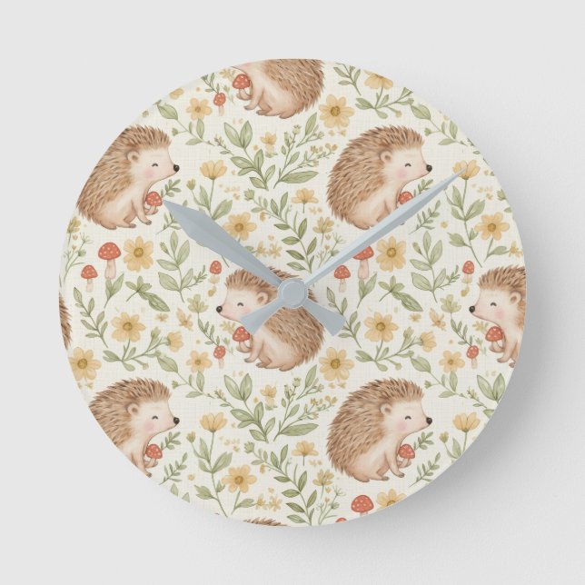 Relógio Redondo ouriço Cottagecore (Frente)