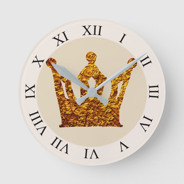 Relógio Redondo Ouro Crown Wall Clock (Frente)