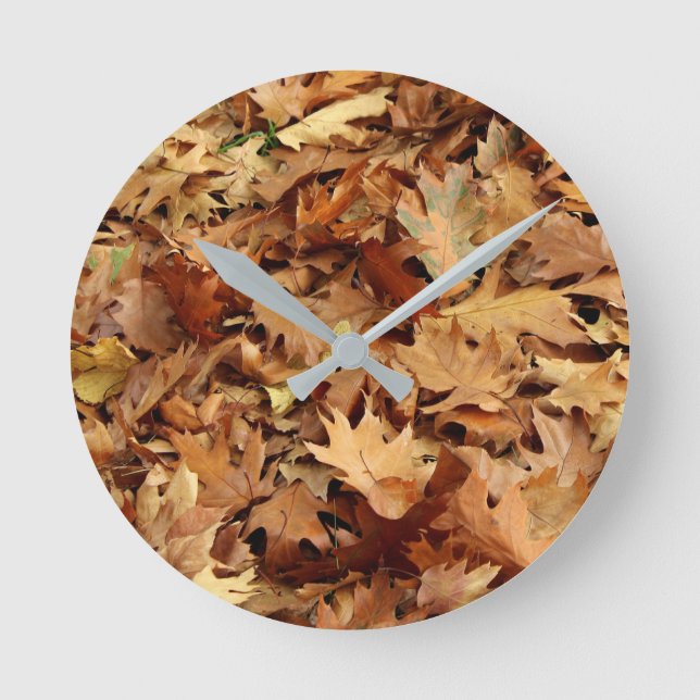 Relógio Redondo outono, folhas secas (Frente)