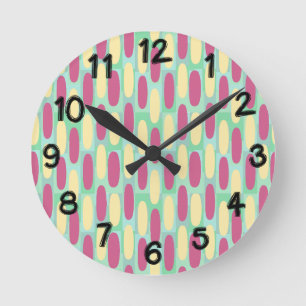 Relógio Redondo Ovais Amarelos e Rosa