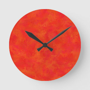 Relógio Redondo Padrão Abstrato Laranja Vermelho