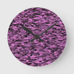 Relógio Redondo Padrão Abstrato Roxo Preto