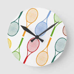 Relógio Redondo padrão colorido de rackets de tênis