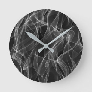 Relógio Redondo Padrão de Abstrato branco e preto moderno de tend