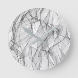 Relógio Redondo Padrão de Abstrato branco e preto moderno de tend