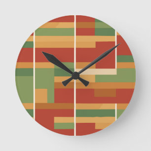 Relógio Redondo Padrão de Arte de Linha Abstrato do Reggae Boho